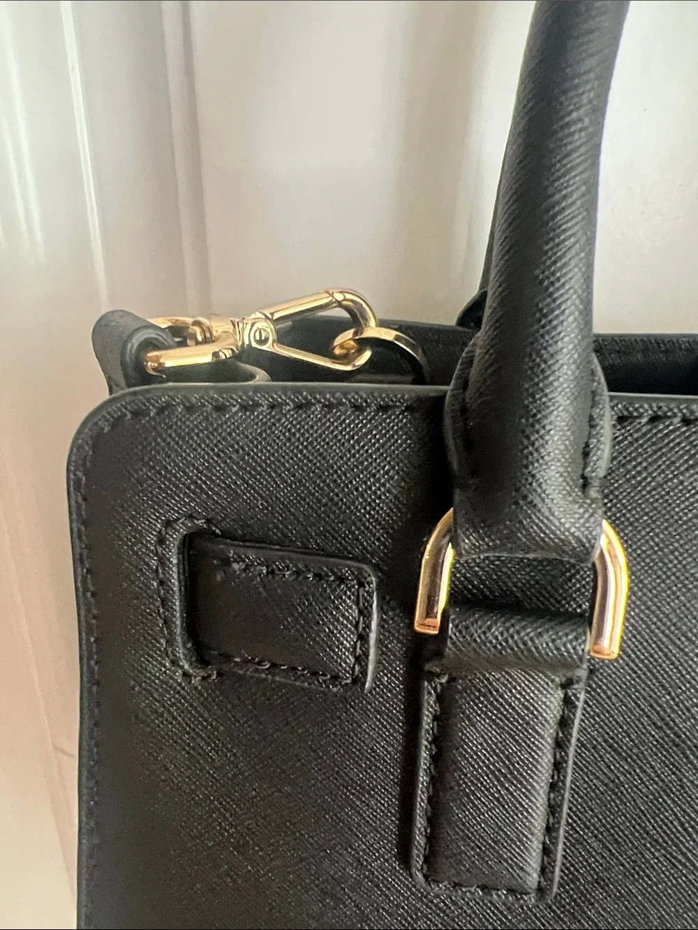 Michael Kors Black Saffiano Top-Handle Satchel with Crossbody Strap